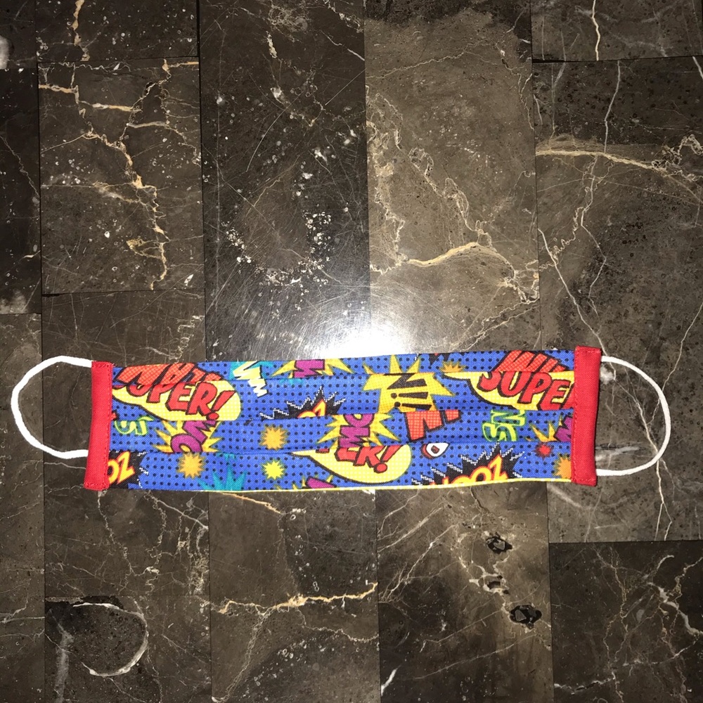 Comic words sayings pow wow bam mask